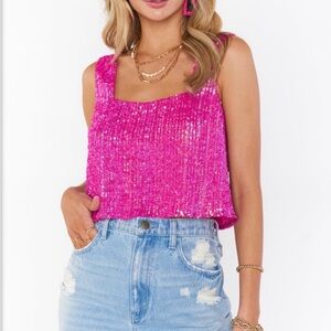 Show Me Your Mumu Pink Sequin Crop Top